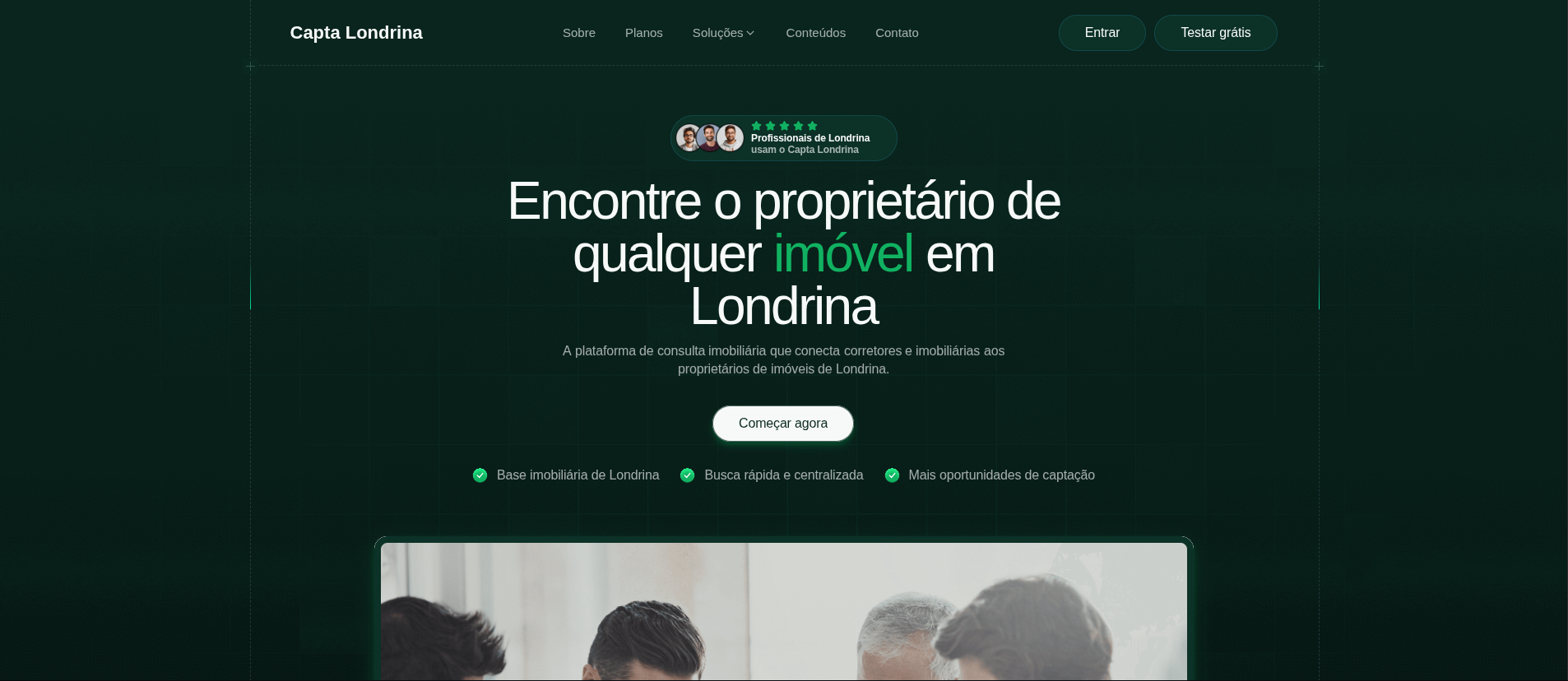 Página inicial do site Capta Londrina