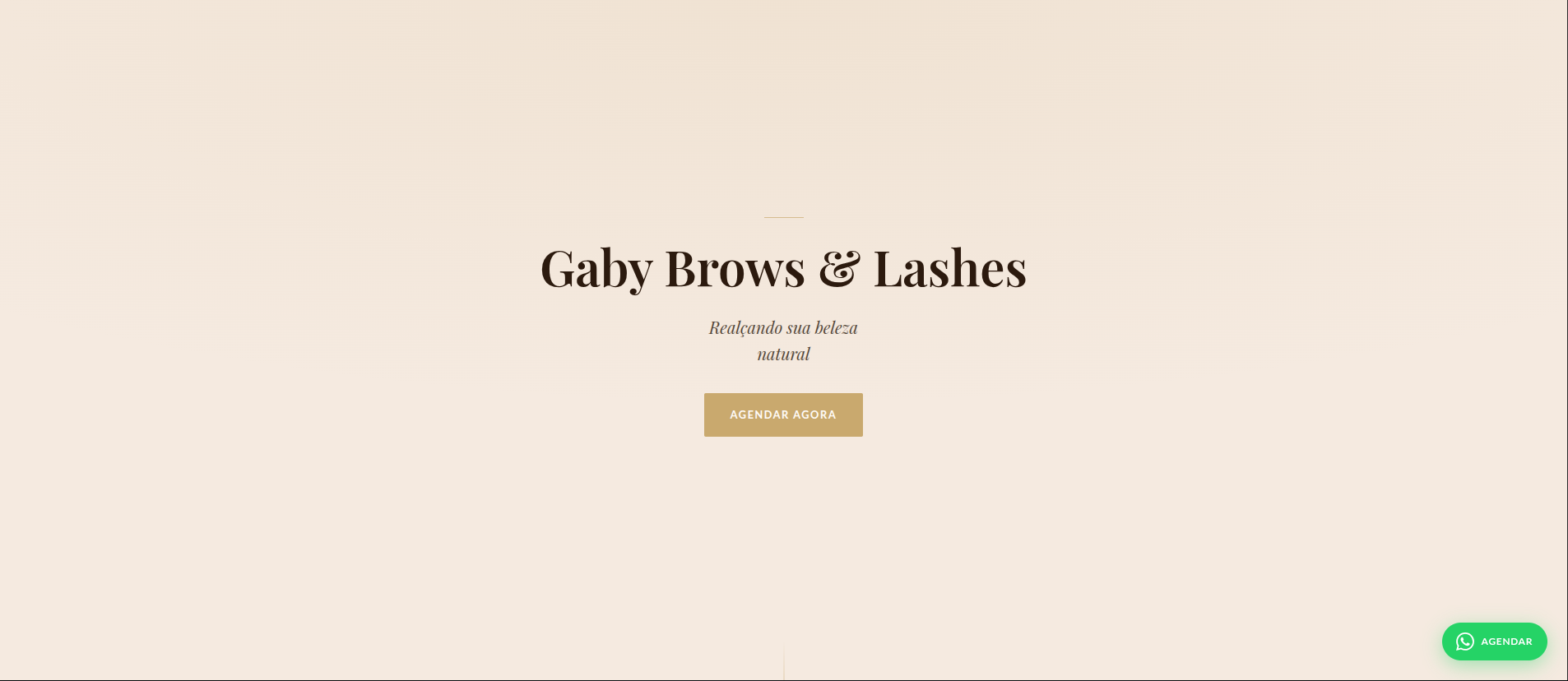 Página inicial do site Gaby Brows